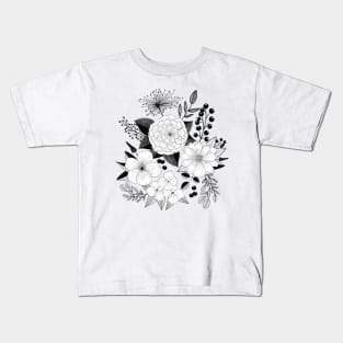 Flower Power: elegant line art style for vintage lovers Kids T-Shirt
